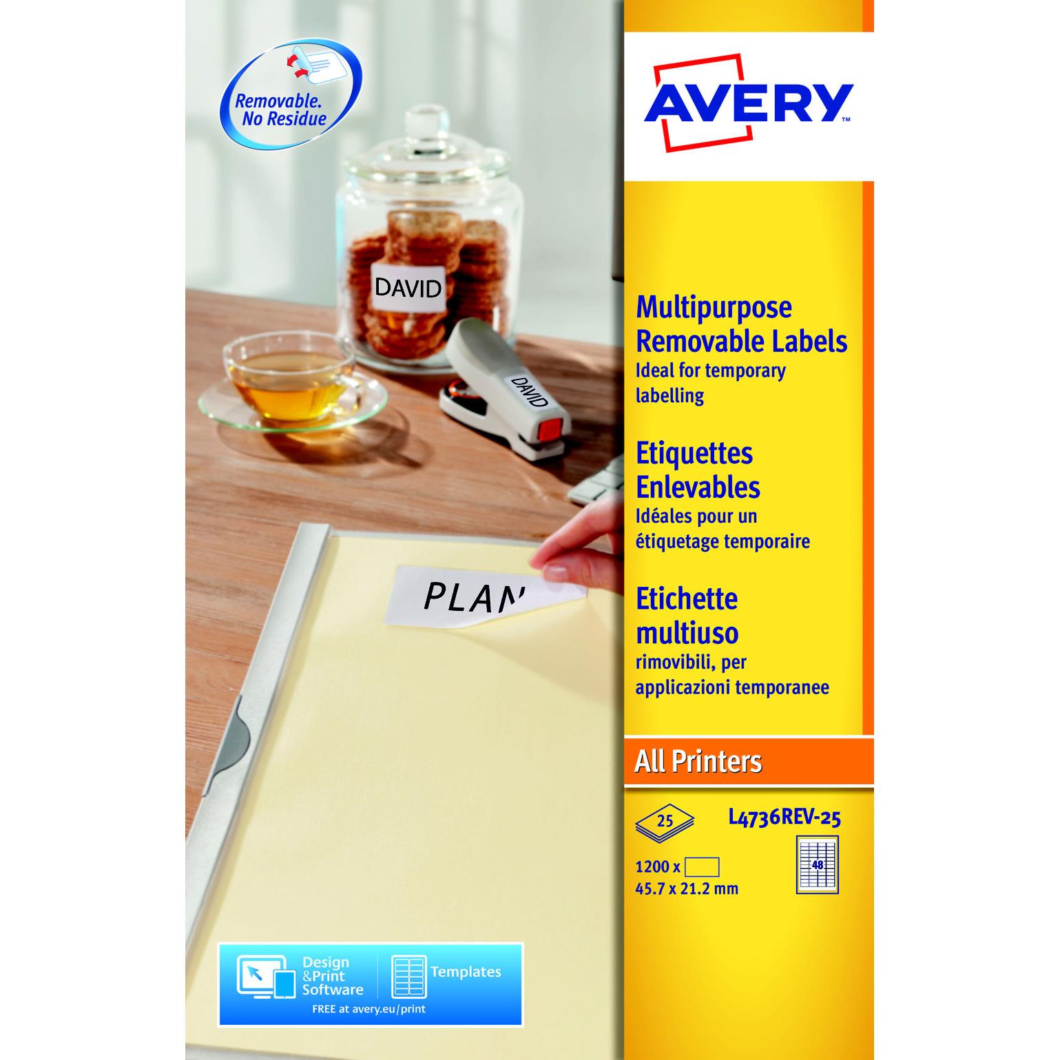 tiquettes Avery - 1200 tiquettes - 45,7 x 21,2 mm - paquet 1200 units