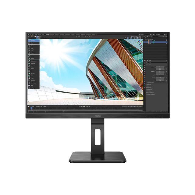 AOC 27P2Q - cran LED - 27" - 1920 x 1080 Full HD (1080p) @ 75 Hz - IPS - 250 cd/m - 1000:1 - 4 ms - HDMI, DVI, DisplayPort, VGA - haut-parleurs - noir