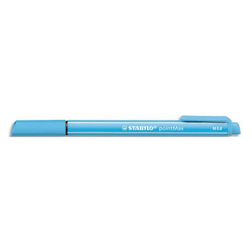 Stylo feutre Stabilo Point Max - pointe multi-fonction - corps color� � rayure blanche - encre bleu azur