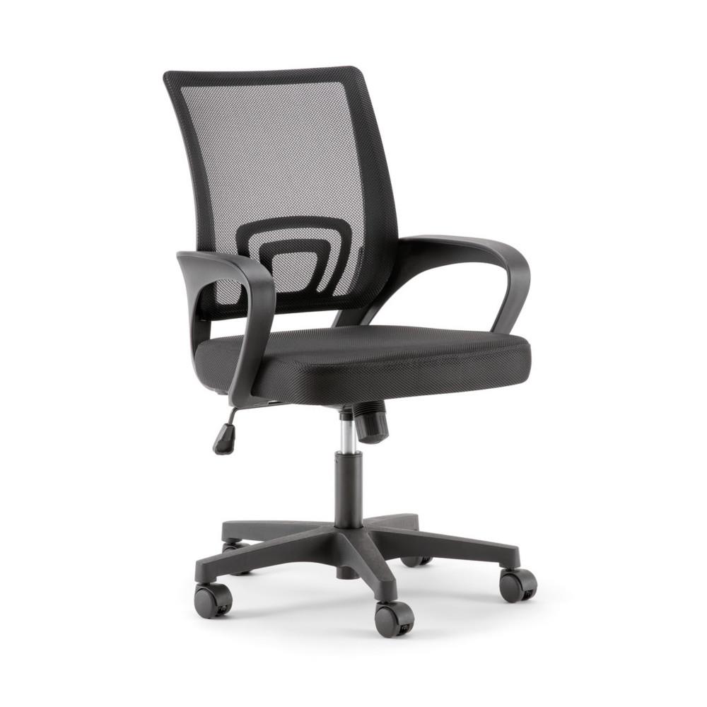Sige de bureau Ruben avec accoudoirs - Assise tissu et dossier maille - Noir