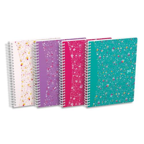 Cahier spirales Oxford Floral - A5 - 120 pages - 7 mm - coloris assortis