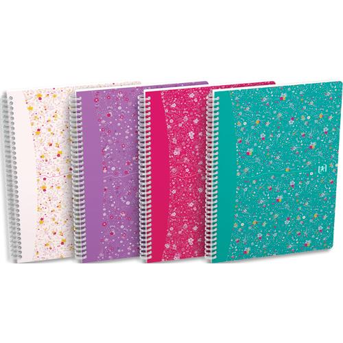 Cahier spirales Oxford Floral - B5 - 120 pages - 7 mm - coloris assortis