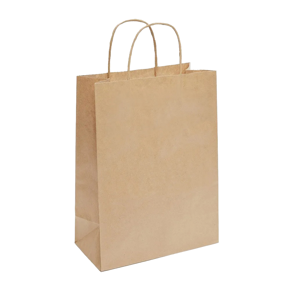 Lot 50 sacs en papier kraft brun 100 g/m - Poignes torsades - Dimension 32x44cm - Soufflet latral 12 cm