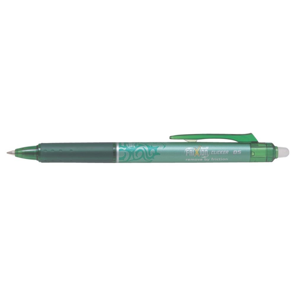 Stylo  encre gel rtractable Pilot FriXion Ball Clicker - pointe fine 0,5 mm - avec zone de prhension - corps vert - encre verte