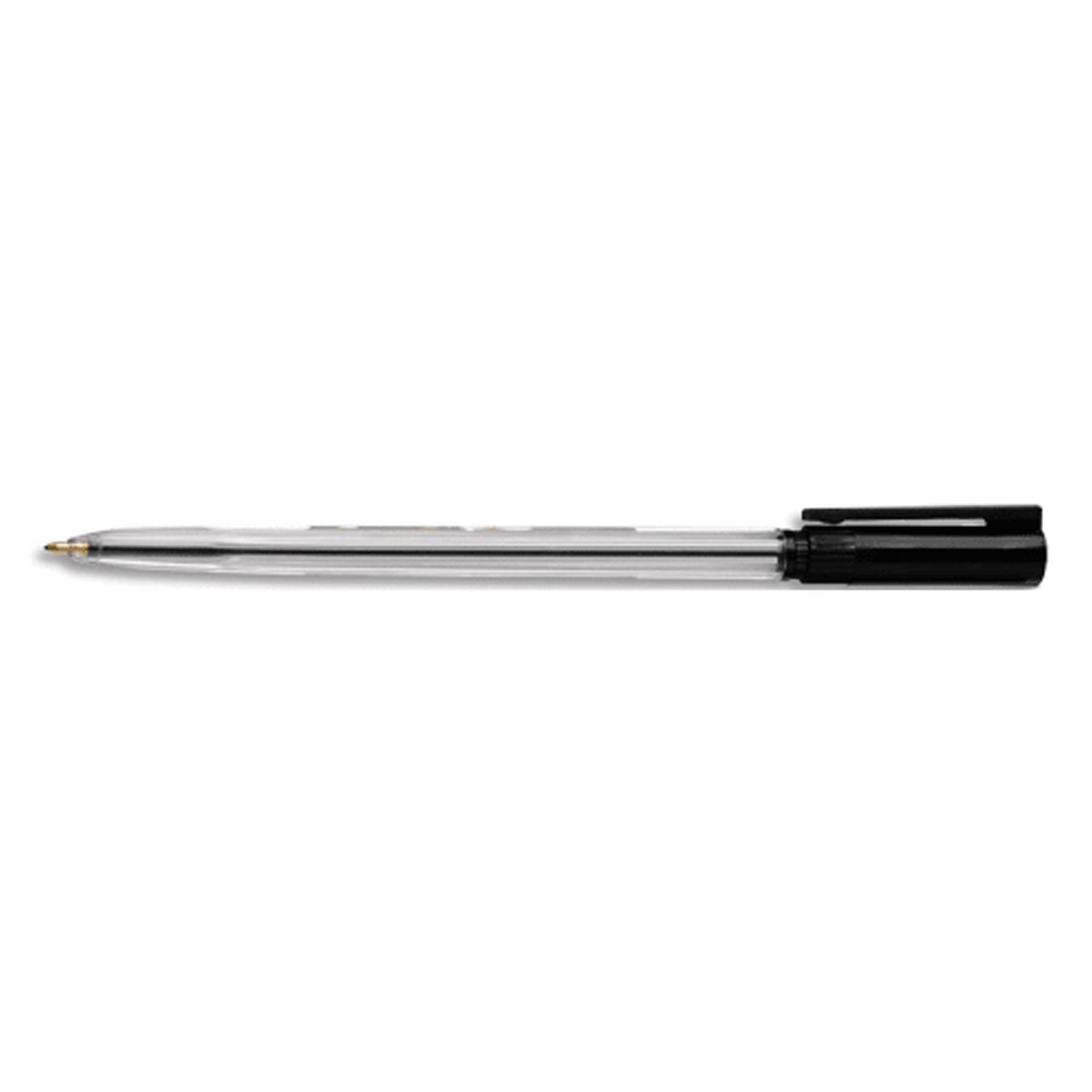Stylo  bille 1er prix - pointe moyenne - encre noir - corps plastique cristal avec capuchon
