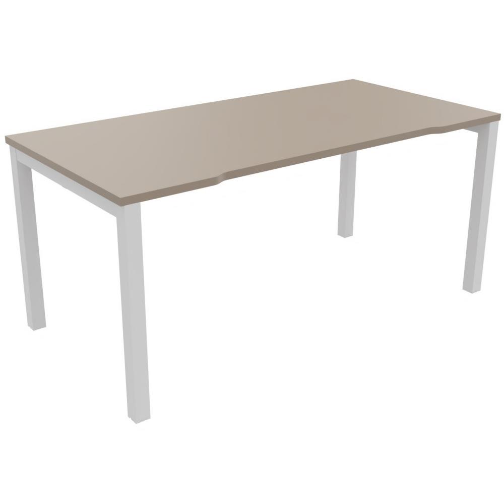 Bureau droit Osmose L160 x P80 cm plateau �chancr� Argile - pieds m�tal Blanc