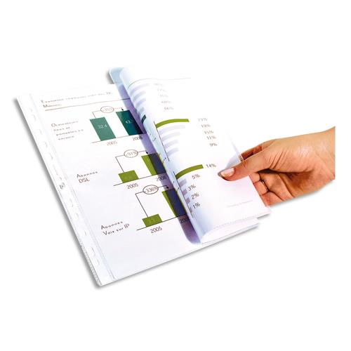 Pochettes perfores - polypropylne 9/100e grain - pour format A3 pli - perforation 11 trous - sachet de 10