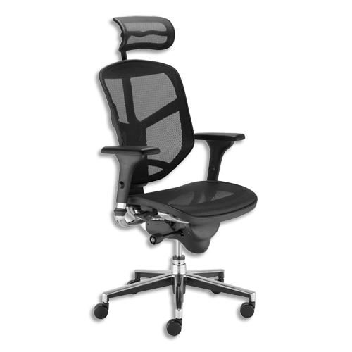 Fauteuil Nowy Styl Enjoy - rsille - mcanisme synchrone - avec ttire - accoudoirs 3D - noir