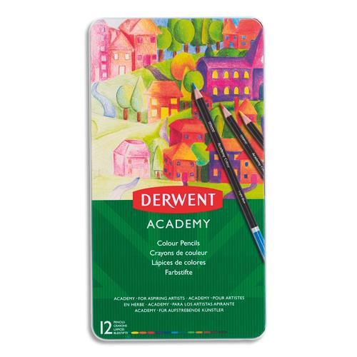 Crayons de couleur Derwent Academy couleurs assorties boîte de 12