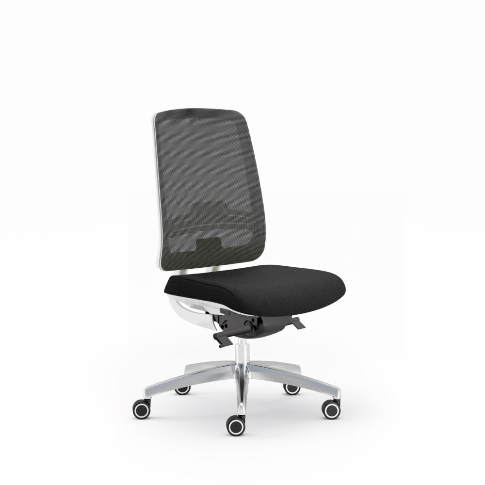 Si�ge de bureau Windsor - Blanc pi�tement alu - maille filet , tissu Noir
