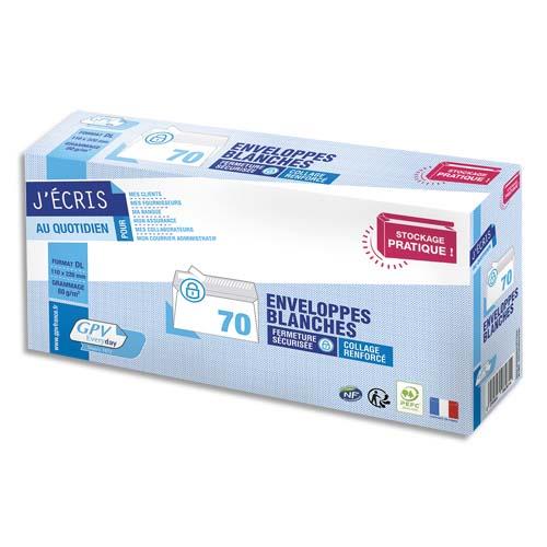 Enveloppes DL 110 x 200mm GPV - blanches - auto-adhsives - 80 g - NF PEFC - paquet de 70