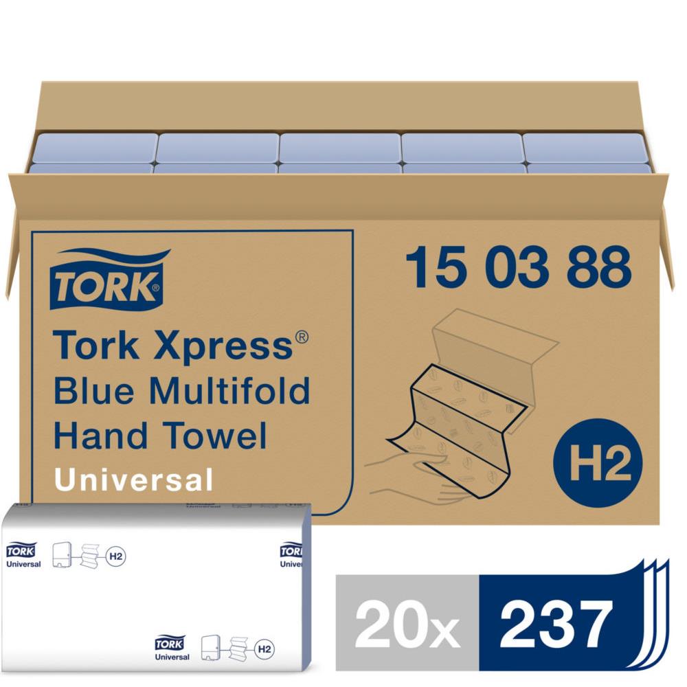 Essuie-mains pli Xpress  Universal - 150388 - pliage en Z double paisseur gaufr - 20 x 237 units - pour TORK H2