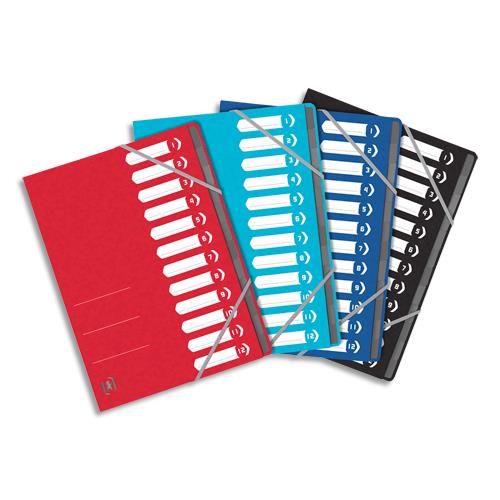 Trieur Elba Top File - couverture en carte A4 - 12 positions - coloris assortis