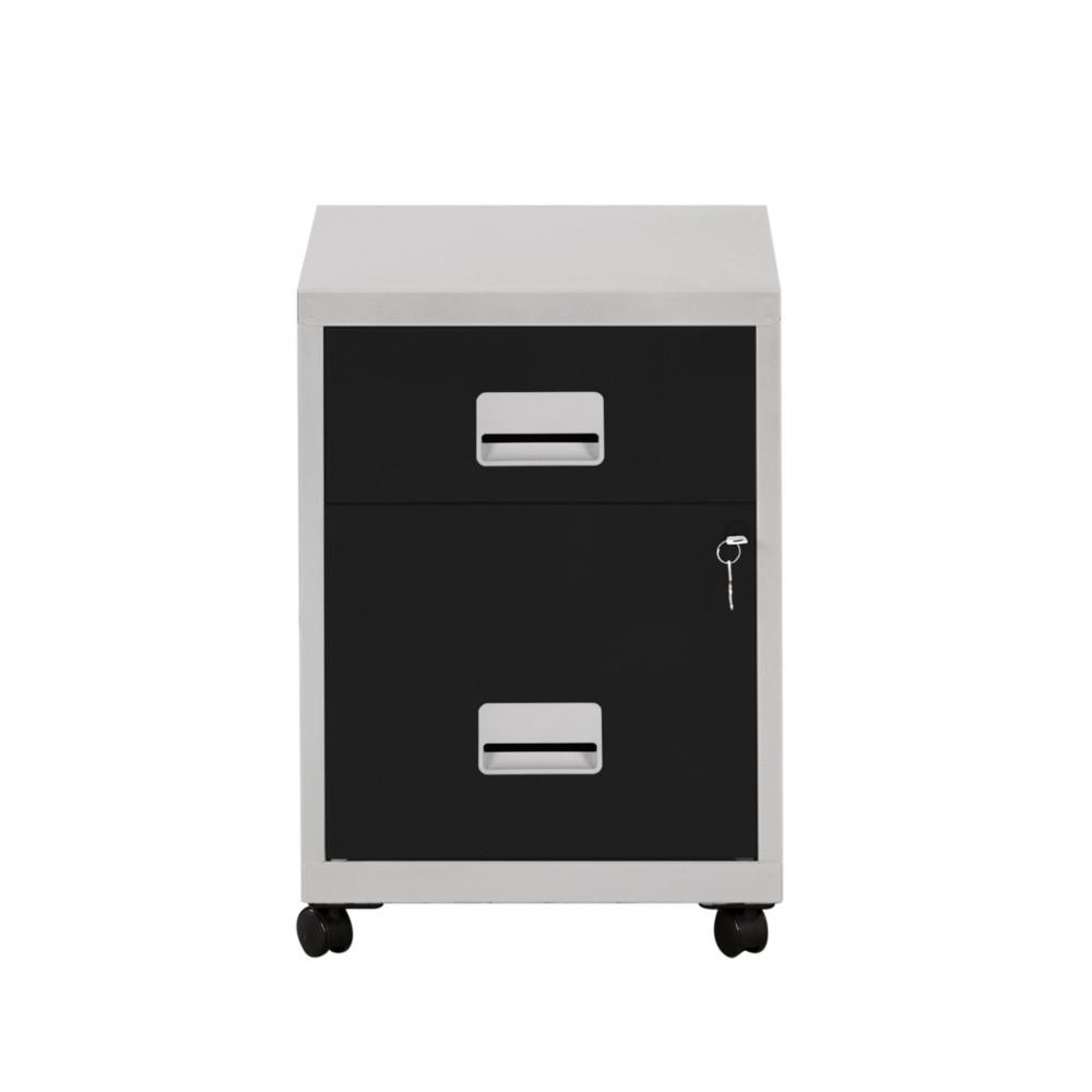 Caisson mobile Horizon - 2 tiroirs - aluminium - tiroirs noirs