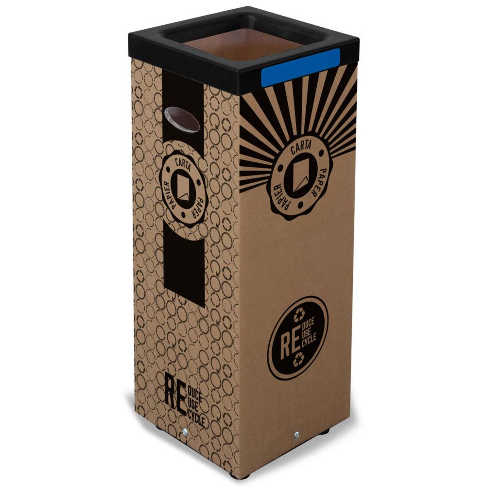 Poubelle carton de tri slectif pour le recyclage du papier 100L - Couvercle mtal Bleu