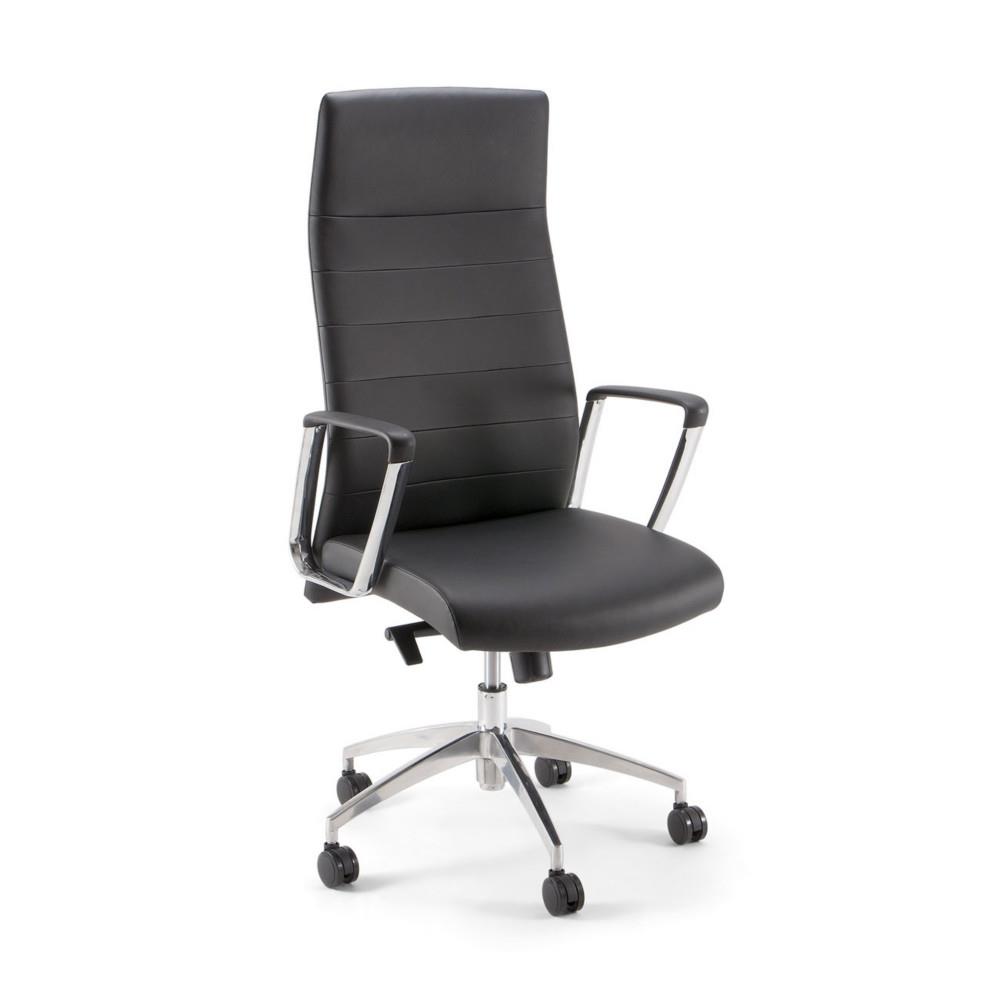 Fauteuil de direction Auban - Simili cuir Noir - Accoudoirs Roulettes