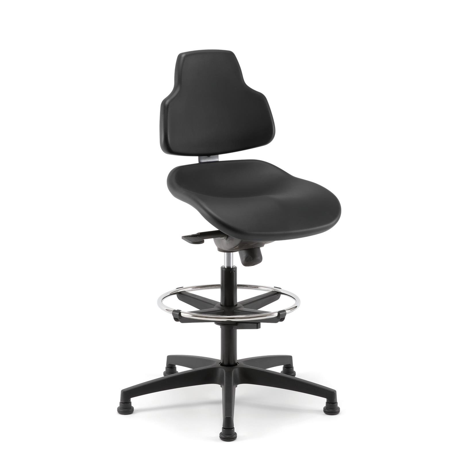 Sige haut Khoma sur patins - assise ergonomique incline PVC non feu M2 - noir