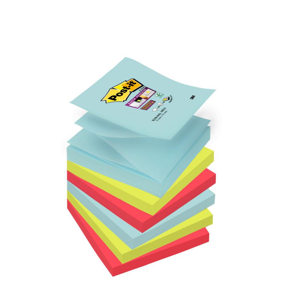 Z-Notes repositionnables Post-it Cosmic 76 x 76 mm coloris assorties - 6 blocs de 90 feuilles