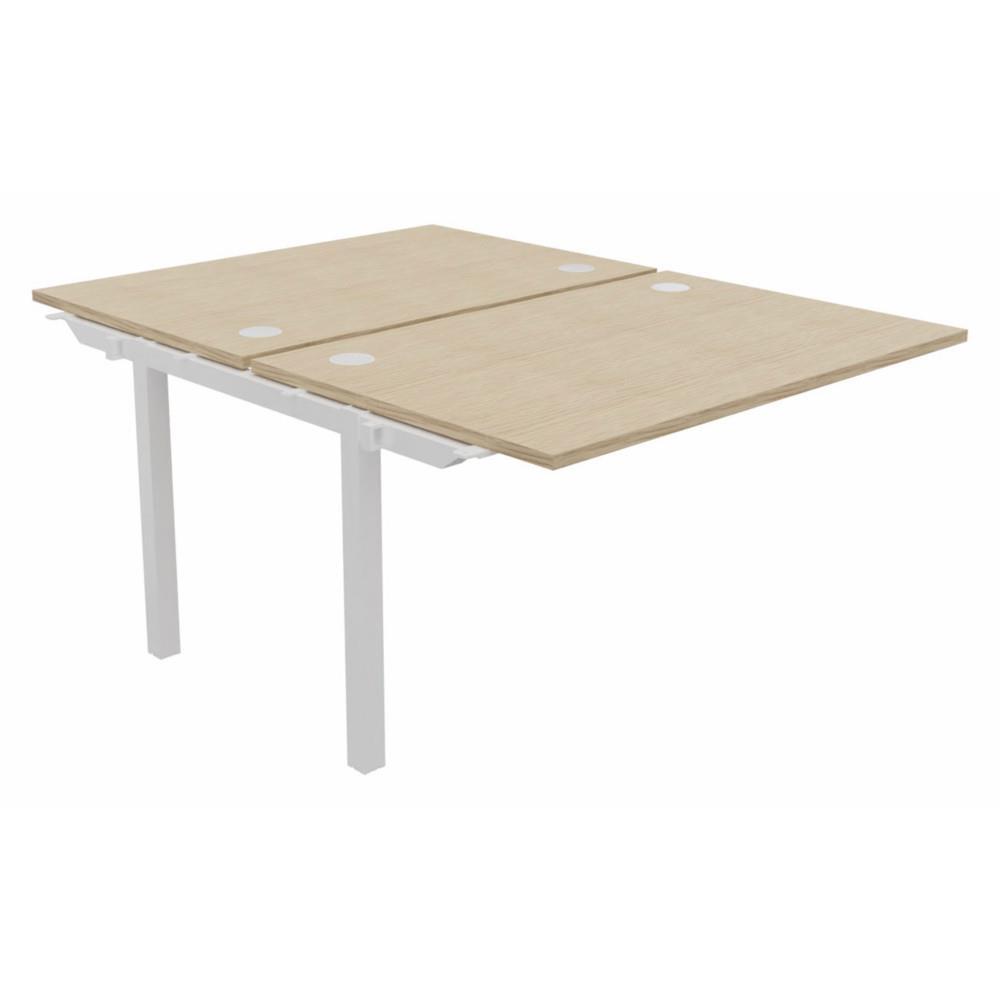 Bureau bench 2 postes Osmose suivant L120 x P163 cm Plateaux Chne Pieds mtal Blanc
