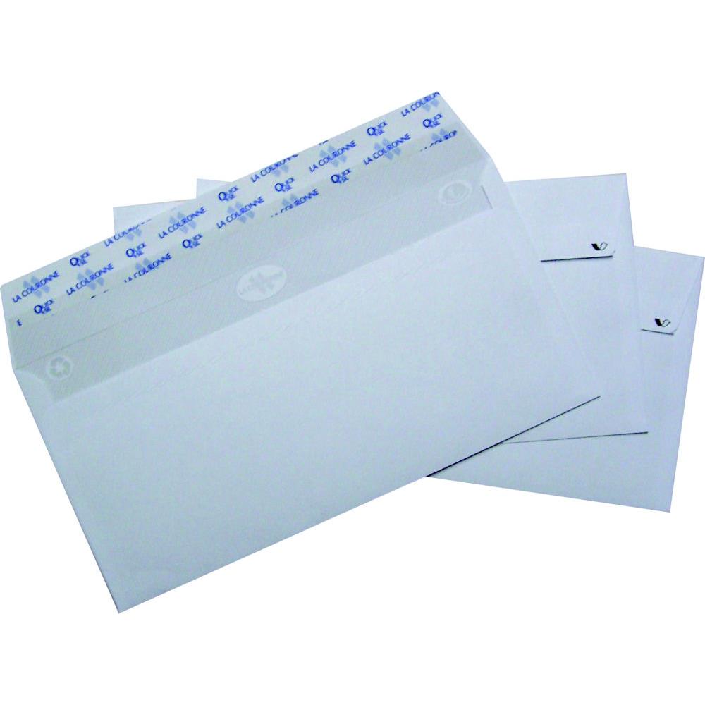 Bote de 500 enveloppes La Couronne - auto-adhsives - 90g - ouverture facile - DL 110x220 mm - blanches