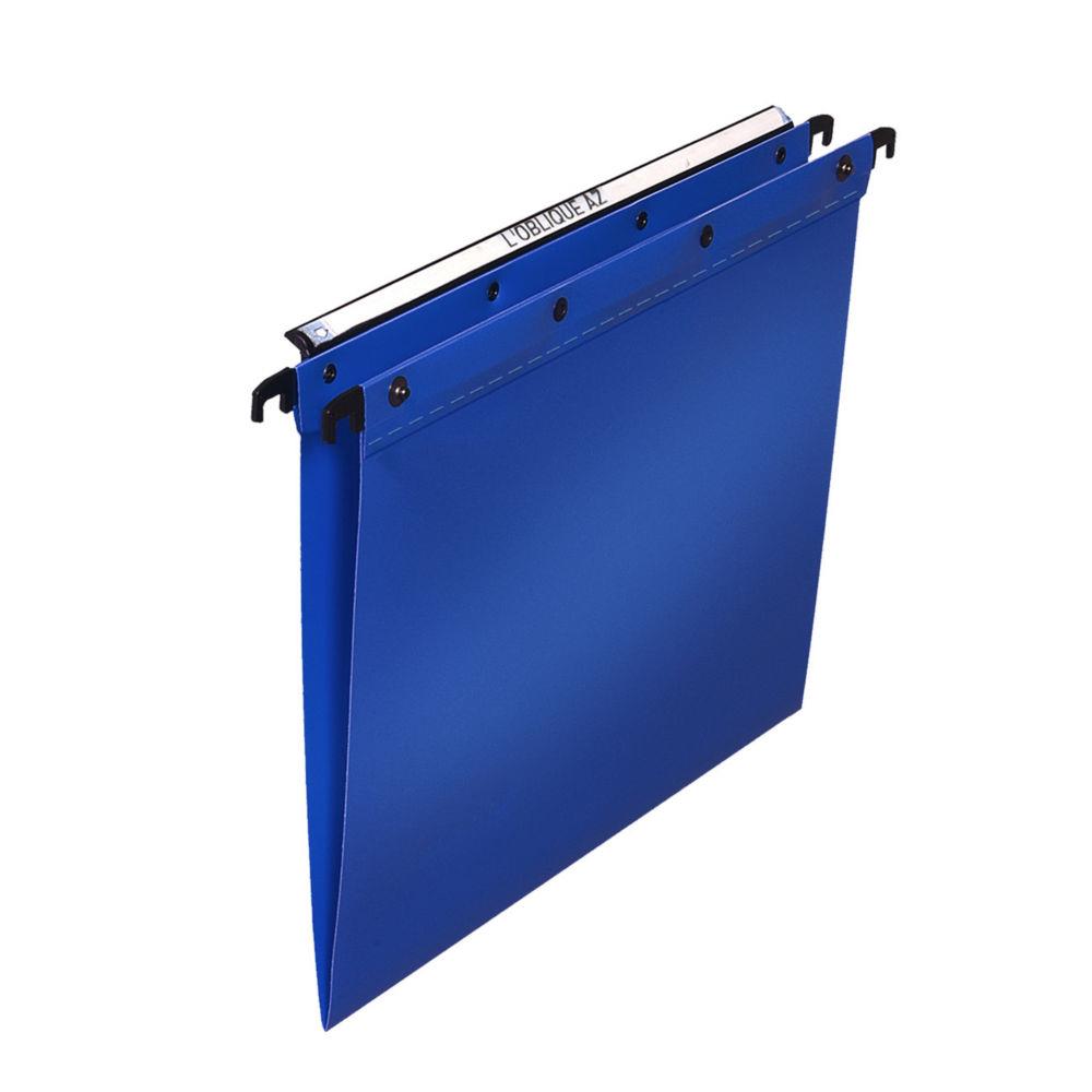Dossiers suspendus en polypro bleu L'oblique AZ - pour tiroir - fond V - lot de 10