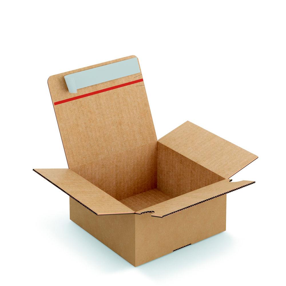 Caisse  montage instantan et fermeture adhsive en carton simple cannelure brun - L.int. 20 x l.20 x H.10 cm - Lot de 20