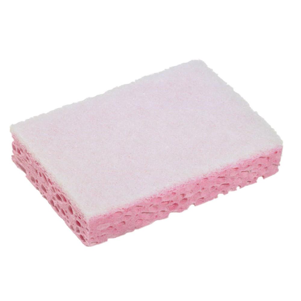Eponge grattante Spontex Basic double face Sponrex 31 recycl�e - Doux - Tampon rose et blanc - Lot de 10