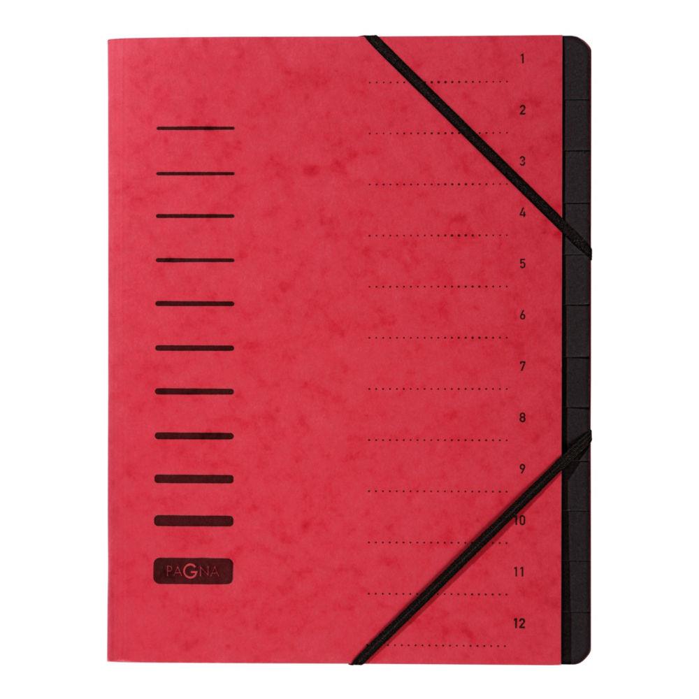 Trieur  lastiques Pagna - A4 - 12 divisions - rouge