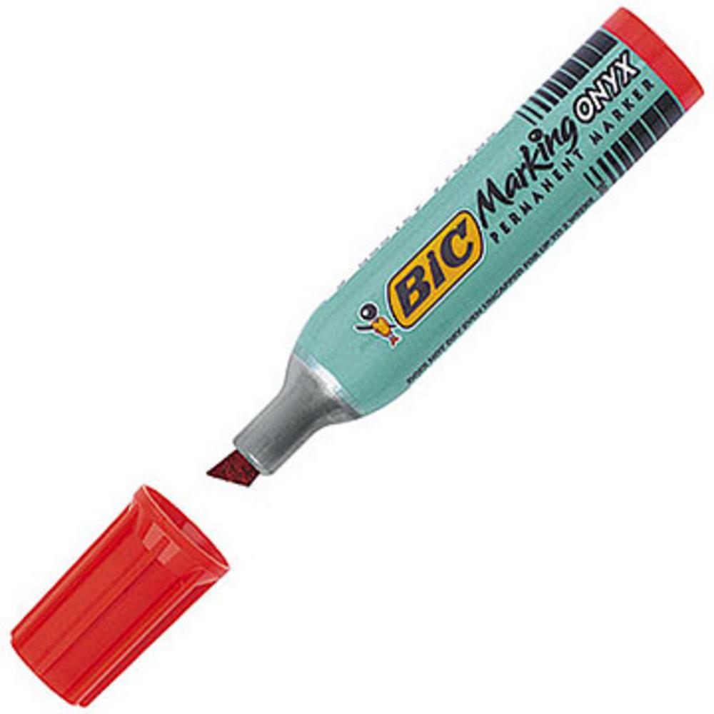 Marqueur permanent Bic Onyx Marker standard 1481 - pointe biseaute rouge