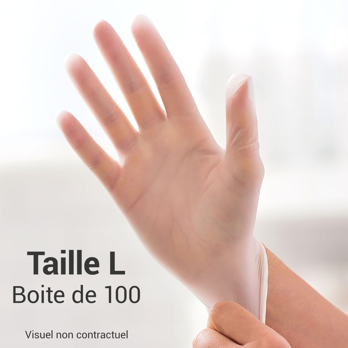 Gants en vinyle non poudrs - transparent - taille L - Boite de 100