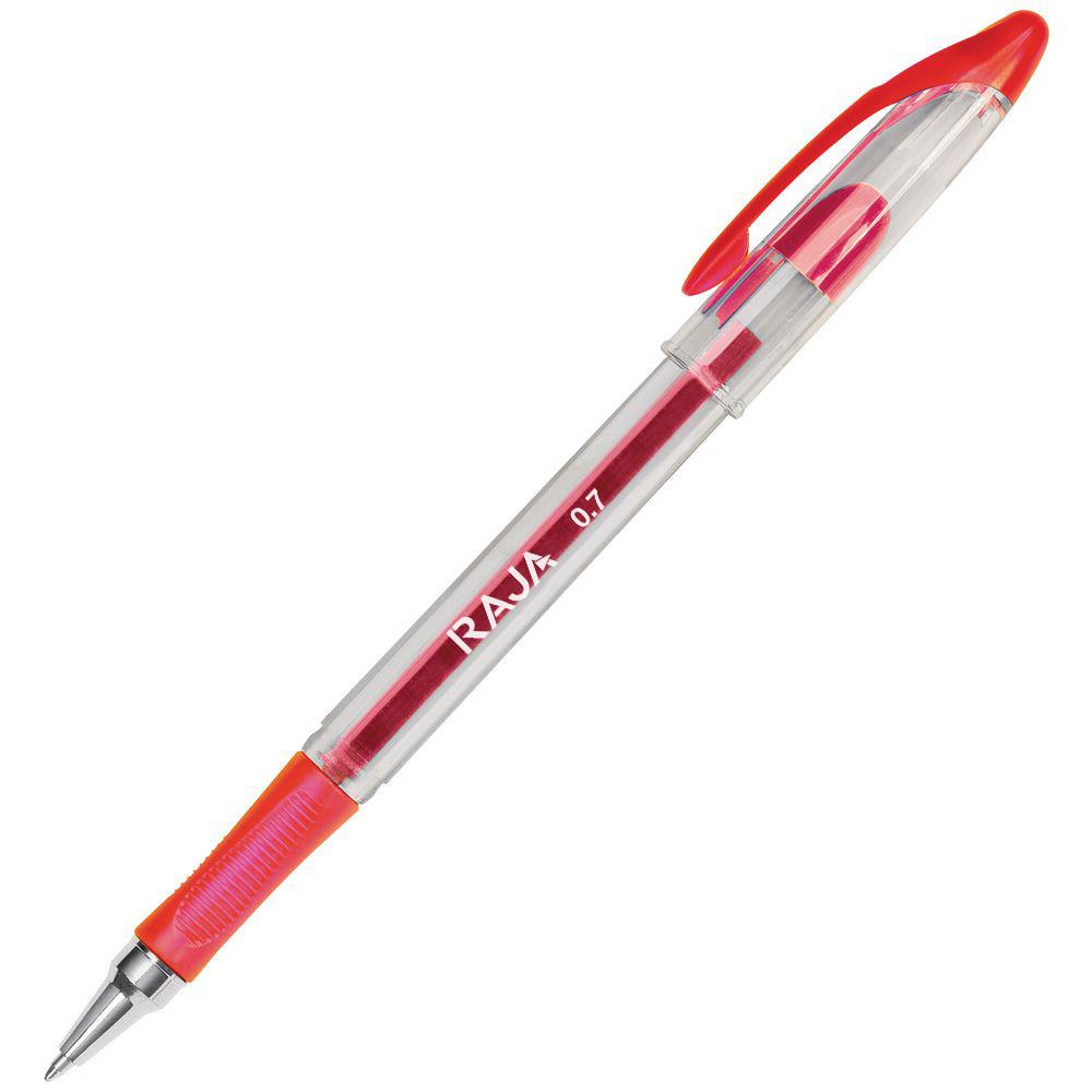 Stylo  encre gel - pointe fine - 0,7 mm - avec zone de prhension - corps transparent - encre rouge