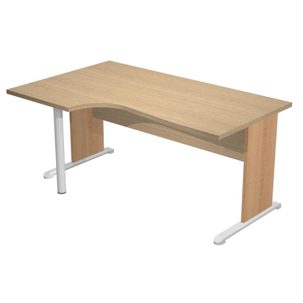 Bureau d'angle compact retour � gauche Pulse Bois - L160 x P100 cm - Plateau Ch�ne - Pieds L H�tre