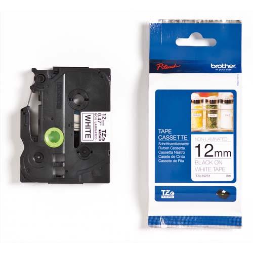 Ruban TZN231 - Brother - Ruban noir/blanc non lamin -  12 mm x 8 m