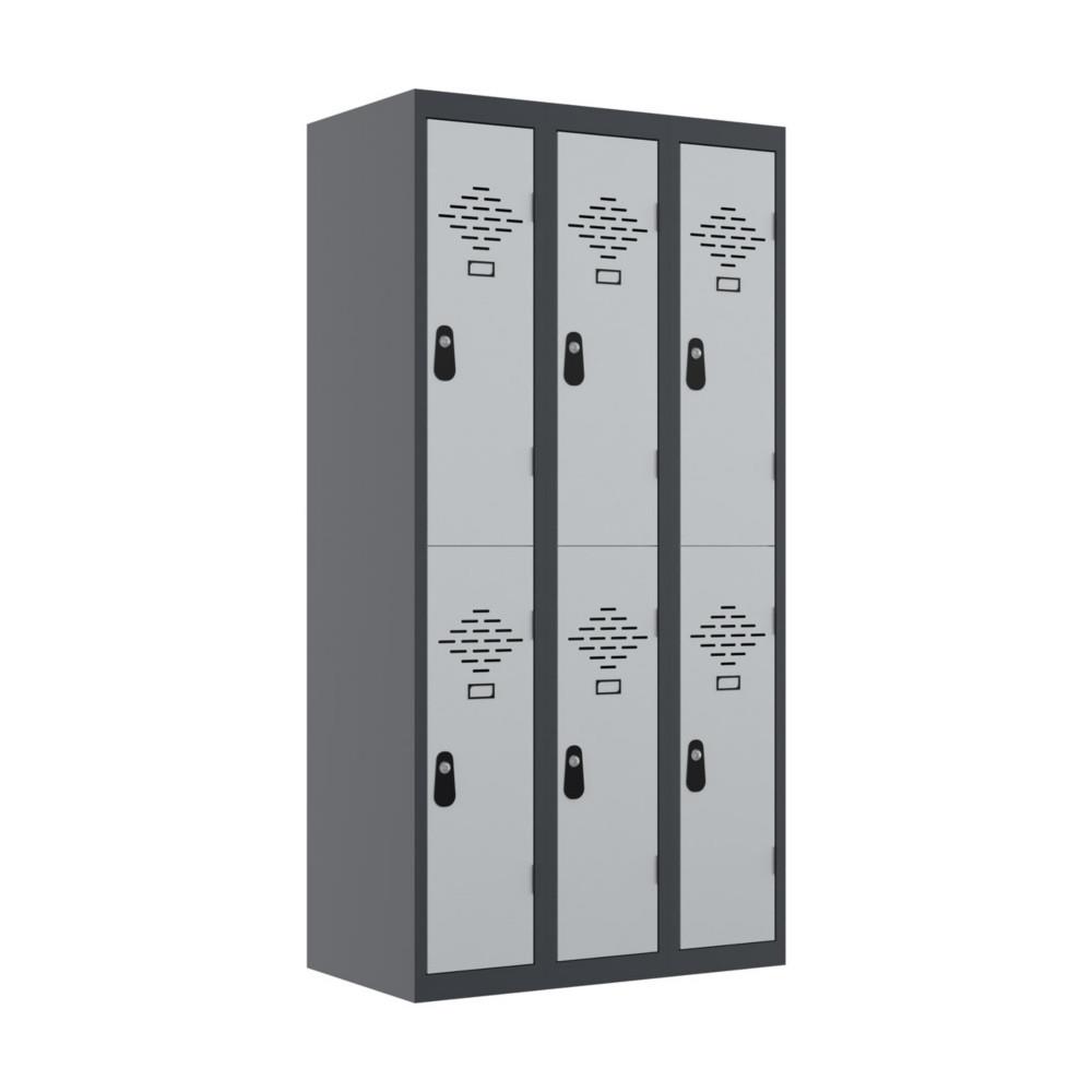 Vestiaire multi-casiers Zephyr - 2 casiers - 3 colonnes - corps anthracite - portes gris