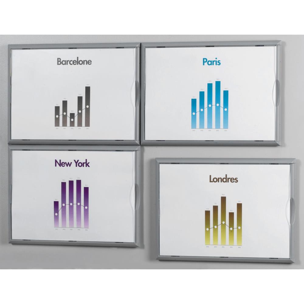 Cadr'Info A4 en polystyrne - Coloris aluminium - Lot de 4