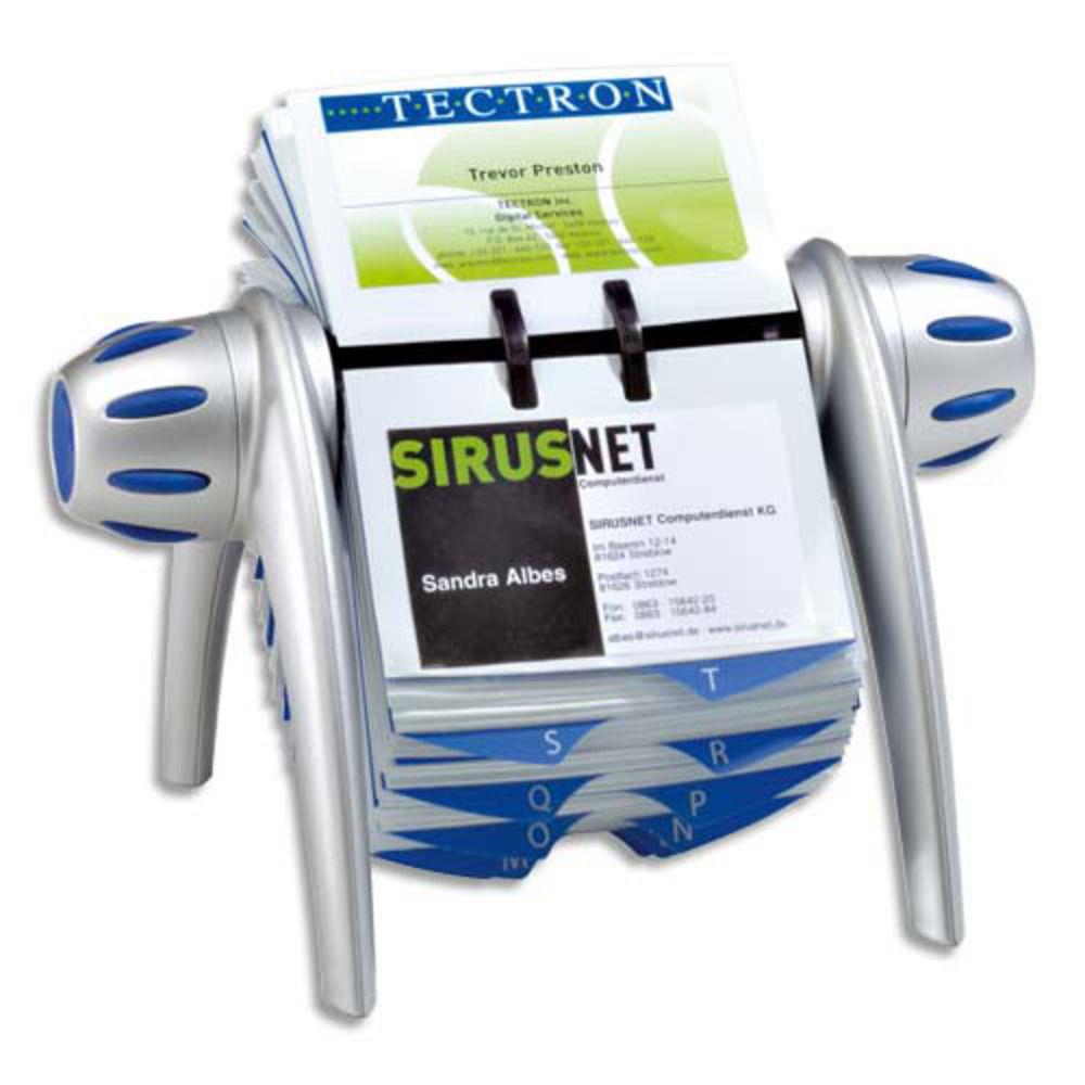Fichier rotatif Durable pour cartes de visite visifix flip - gris / bleu