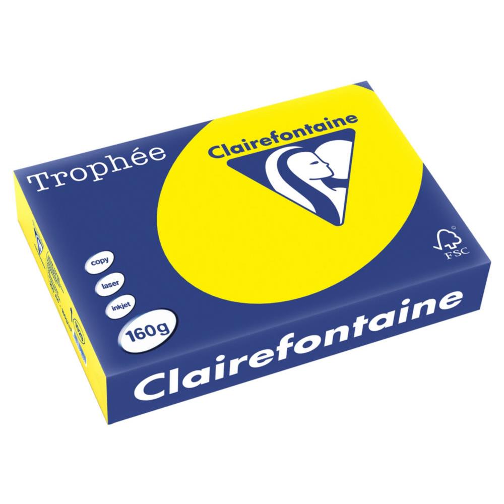 Papier trophee - jaune soleil - teinte intense - 160 g - A4 - ramette de 250 feuilles