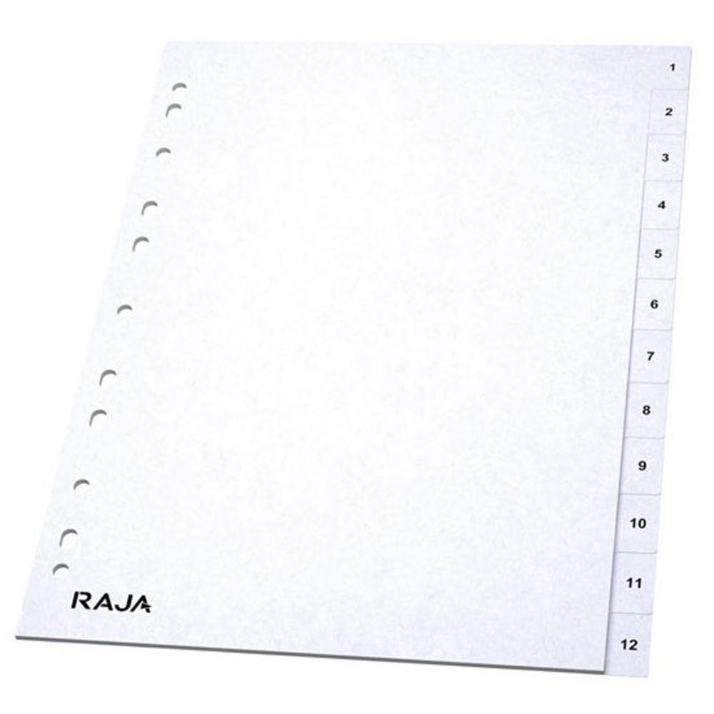 Intercalaires numriques A4 Raja -en carte 20 divisions - Blanc