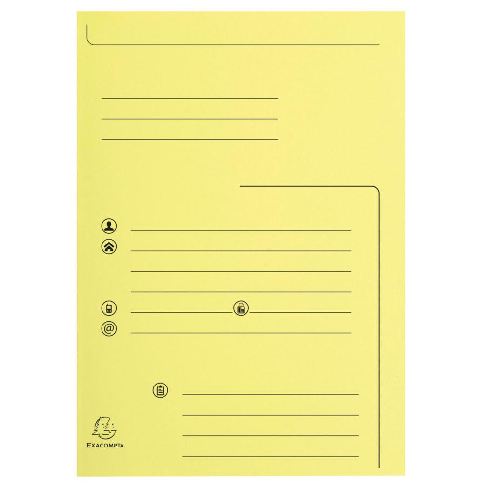 Chemise 2 rabats Exacompta pour dossiers suspendus - jaune pastel - 240 x 320 mm - paquet de 25