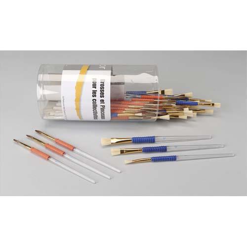 Lot de 36 pinceaux et brosses avec grip, 18 pinceaux n8,10 et 12, 18 brosses n8,10 et 12, 6 de chaque