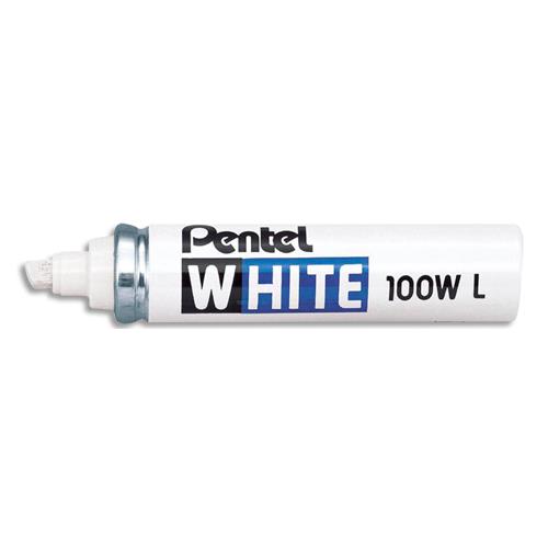 Marqueur peinture Pentel White 100 WL - large corps mtal - pointe en fibre biseaute - coloris blanc