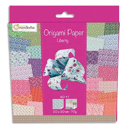 Pochette de 60 feuilles origami 20x20cm, 70g, recto verso + 1 planche stickers yeux