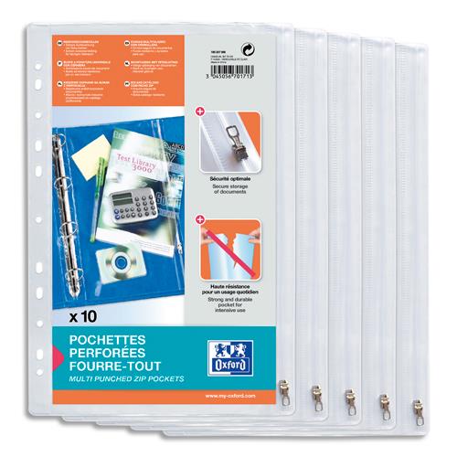 Pochettes perfores  zip Elba - polypropylne 14/100e - A4 - sachet de 10