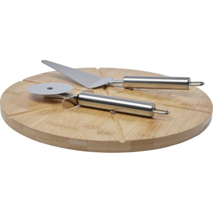 Plateau  pizza et accessoires personnalisable en bambou