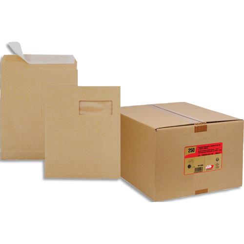 Pochettes kraft arm brun GPV - 130g - format C4 229 x 324 mm - fentre 50 x 105 mm - 3 soufflets de 30 mm - boite de 250