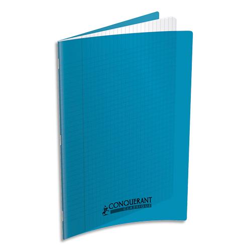 Cahier piqre 24x32 96 pages grands carreaux 90g. Couverture polypro turquoise
