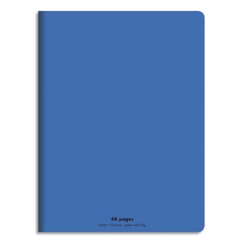 Cahier co - piqu - couverture polypro - 48 pages - 17x22 cm - 90g - grands carreaux - bleu