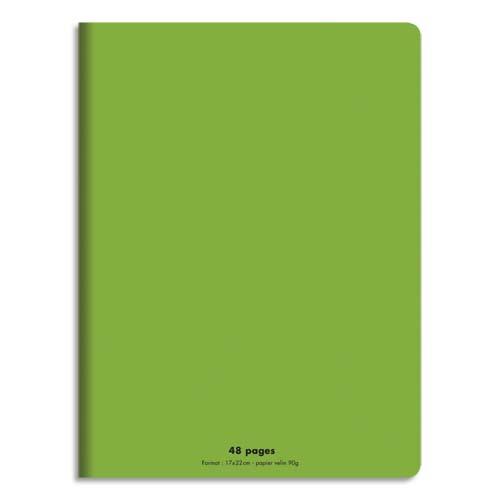 Cahier co - piqu - couverture polypro - 48 pages - 17x22 cm - grands carreaux - vert