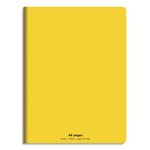 Cahier co - piqu - couverture polypro - 48 pages - 17x22 cm - 90g - grands carreaux - jaune