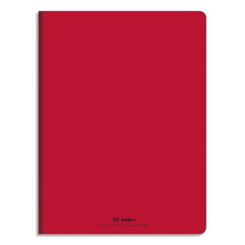 Cahier piqre 17x22 60 pages grands carreaux 90g. Couverture polypro rouge